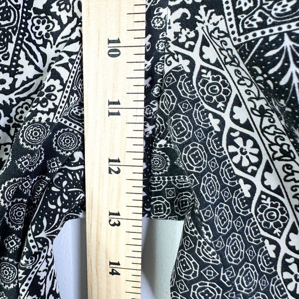 Talbots Pants Women 12 Black White Paisley Patchwork High Rise Cotton Cropped - Picture 9 of 10